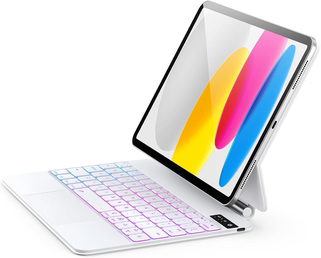 For iPad (A16) 11th &10th generation Case with Keyboard, Backlight Multi-Touch Trackpad for iPad 11th Gen 2025 11 inch&10th Gen 2022 10.9 inch, Magic-Style with Floating Cantilever Stand, T-White