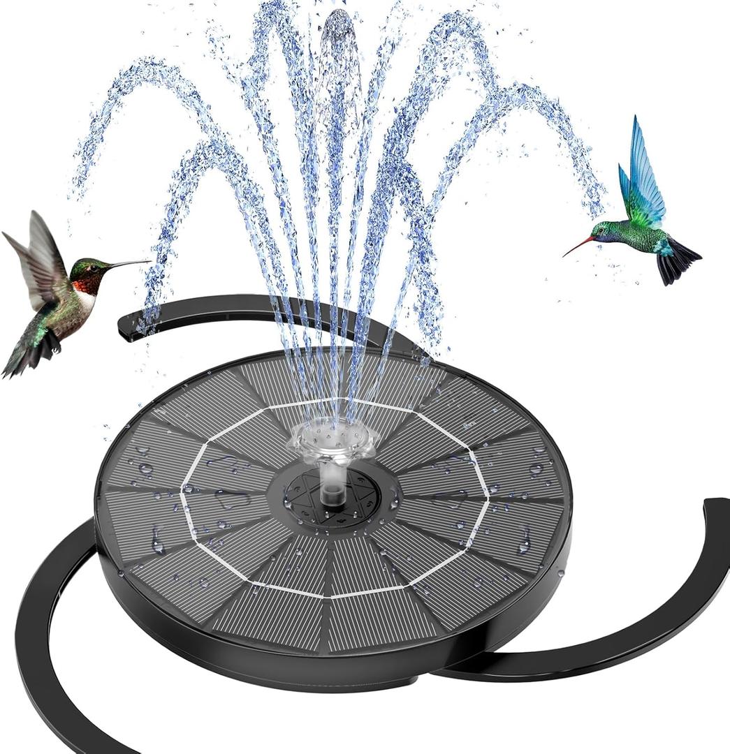 AISITIN 3.5W Solar Water Fountain with Storage, 6.3" Solar Powered Bird Bath Fountains with Integrated Bracket, Floating Solar Fountain Pump for Bird Bath, Garden, Pond, Pool, Outdoor (Black02)
