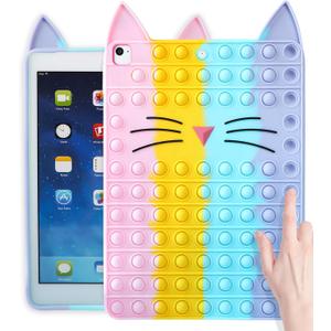 Besoar Cute Silicone Case for iPad 9th/8th/7th for Women - Cute Cartoon Kawaii Fashion Unique Design for Girls Kids Teens Boys Girly for iPad 7/8/9, Cat