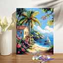 obterie Beach Paint by Numbers Kit for Adults Beginner Scenery Oil Painting Kit Adult Paint by Number Kits on Canvas DIY Painting for Beginners Art by Numbers for Gifts Home Wall Decor 16x20 Inch (YF040)