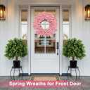 26 Inch Spring Wreaths for Front Door Large Valentines Spring Door Wreath Easter Wild Floral Summer Wreaths Outside All Season for Farmhouse Porch Wall Wedding Living Room Home Decor(Pink)