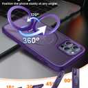 360 Rotatable Magnetic Stand for iPhone 12 pro max Case Compatible with Mag-Safe 16FT Military Drop Protection, Anti-Scratch/Fingerprint iPhone 12 pro max Phone Case(Matte-Purple)