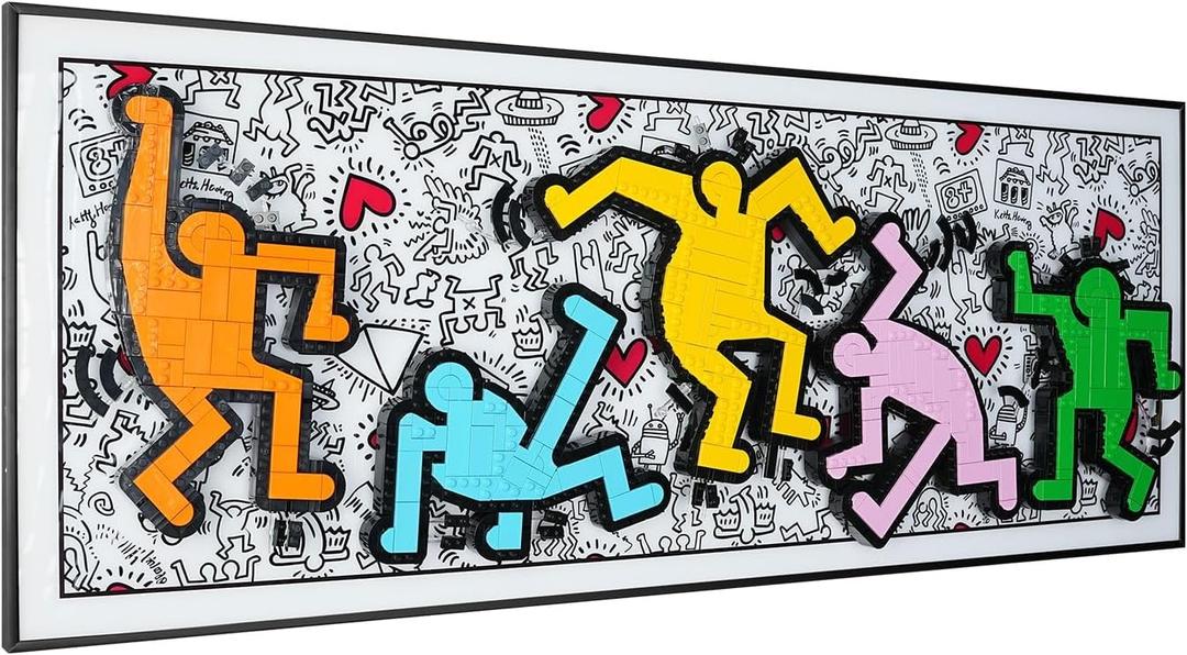 Display Board Compatible with Lego Art 31216 Keith Haring Dancing Figures  Premium Acrylic Wall Frame for 5 Minifigures | Horizontal Hanging Frame Only, No Figures or Bricks Included (38"x15")