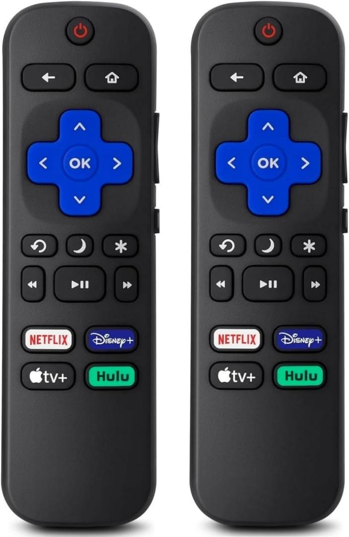 Pack of 2 Compatible with Roku TV remotes-Roku Remote Replacement Compatible with Hisense, Onn, Sharp, Phillips, Element, Insignia, RCA, Sanyo, LG, JVC, and Westinghouse Series Roku smart TVs.