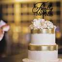 Finally Mr & Mrs Cake Topper,Wedding Anniversary Bridal Shower Party Decorations,Romantic Wedding Party Decorative Cake Toppers (Acrylic Black)