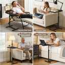 Tinysun C Shaped End Table with Adjustable Height, Couch Tables that Slide Under, Heavy-Duty Metal Sofa Side Table for Living Room, TV Tray for Eating, Lap Desk for Laptop, Small Spaces
