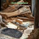 Reptile Water Dish for Bearded Dragon Tank Accessories, Hygger zoo Hermit Crab Food Bowl Reptile Food Dish Corner Rock Terrarium Feeding Bowl Tortoise Water Dish for Leopard Gecko Turtle Snake, Black