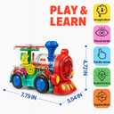 Transparent Sensory Train Toy -Interactive Light up Toys for Kids- Musical Train Toys with LED Light for Toddlers- Colorful Moving Gears- Tummy Time Crawling Baby Toy