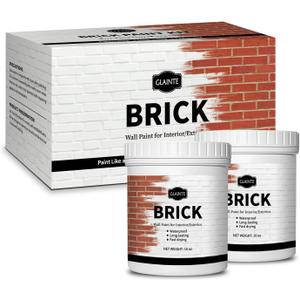 GLAINTE Brick Transformation Paint for Brick, Fireplaces, Walls, and Concrete, Interior/Exterior, 32 oz Kit, White, Included Tools (32 Fl Oz (Pack of 1))