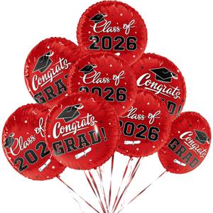 Class of 2026 Graduation Party Supplies & Decorations - 12pcs 18" Congrats Grad Red Balloons Set for Memorable Grad Celebrations