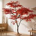 Artificial Japanese Maple Tree 7FT - Large Faux Fall Maple Tree with Realistic Red & Orange Leaves Tall Fake Floor Plant Indoor for Home Office Living Room Patio Decor