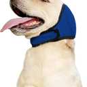 JOHNBOLIN Dog Ear Muffs & No Shake Ear Wrap for Hematoma, Bathing, Drying & Noise Anxiety Relief - Elastic Waterproof Ear Protector with Calming Hoodie Design for Grooming (Blue, M)