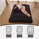 Zelladorra Japanese Floor Mattress, Futon Mattress with Portable Storage Bag and Washable Cover, Roll Up Thick Tatami Mat Suitable for Camping, Guest Room, Black, Twin