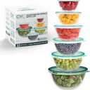 COOK WITH COLOR 12 Pc Glass Mixing Bowl Set with Lids  Borosilicate Glass Nesting Bowls for Cooking, Baking and Meal Prep, Sage