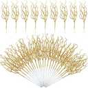 Jutom 30 Pcs Glitter Christmas Tree Pick 13.7 x 2.7 Inch Curly Tall Tree Filler Branches Sprigs and Twigs Decorations for Christmas Vase Xmas Gift Wedding Decoration(Gold)