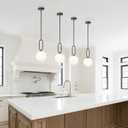 Modern Black Globe Pendant Light Milky White Globe Glass Shade 2 Pack Adjustable Rods Hanging Ceiling Light Fixtures for Kitchen Island Living Room