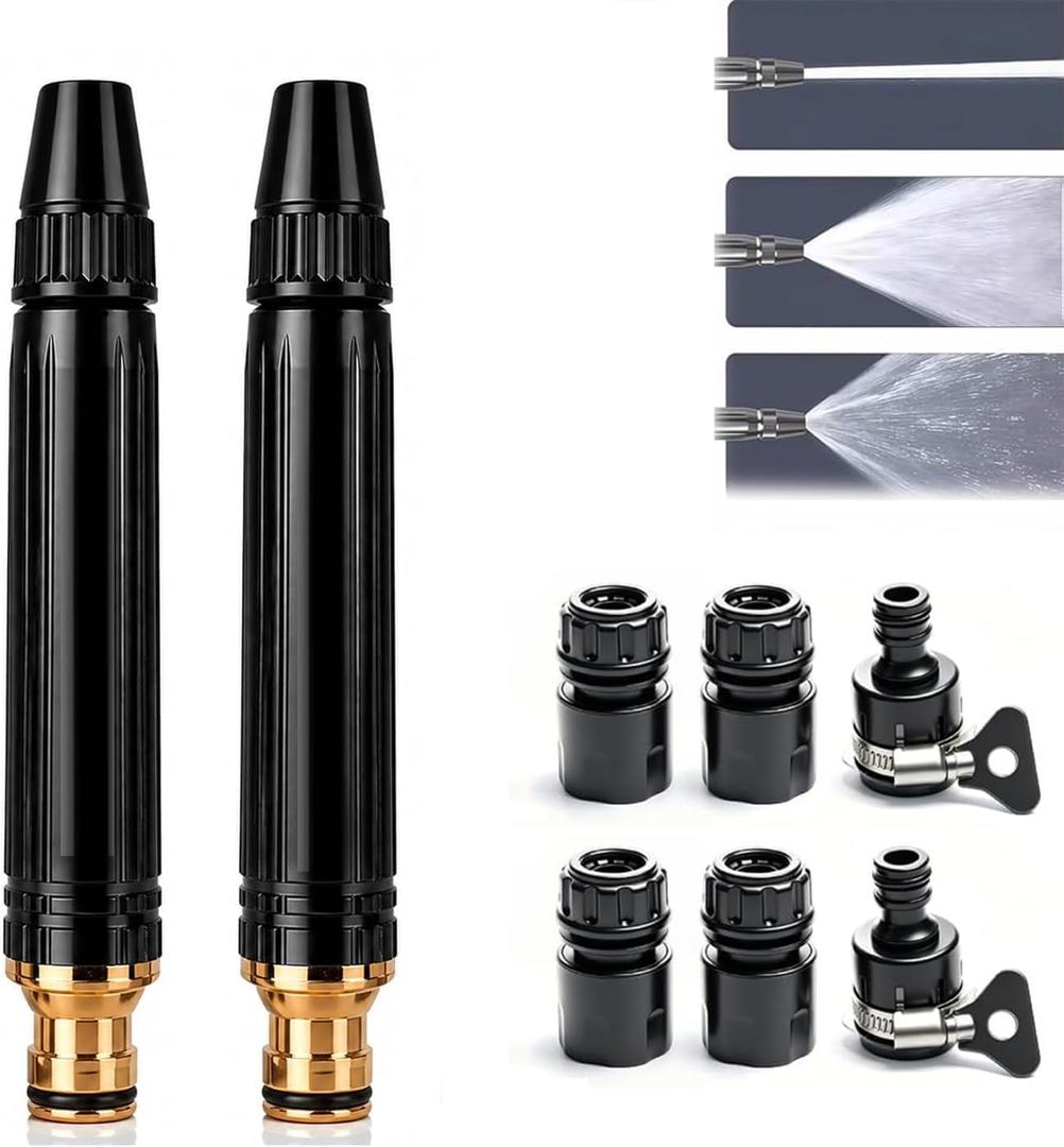 2-Pack High Pressure Water Hose Nozzle, Heavy Duty Adjustable Twist Hose Nozzle Jet Sweeper Nozzle, Pressure Washer Hose Attachment, Jet Sweeper Spray Nozzle for Garden, Lawn, Patio Cleaning