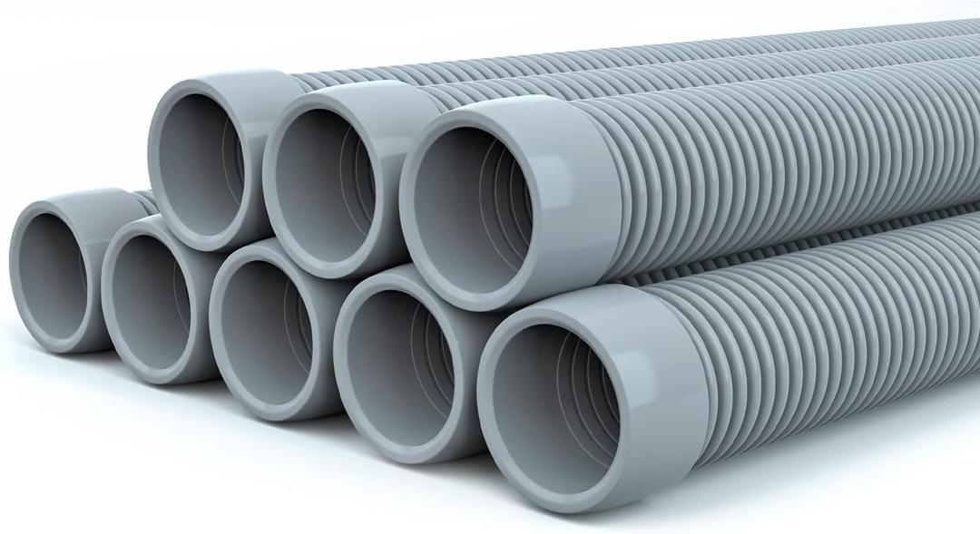 Poolvio Professional Swimming Pool Vacuum Cleaner Hose -1.5 8 Piece Hoses for Pool Vacuum Extension/Replacement - Compatible with all Major Automatic Swimming Pool Cleaners (Gray)