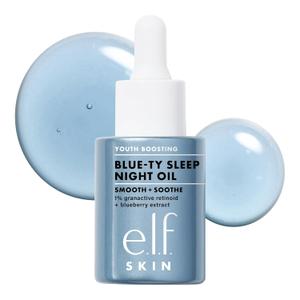 e.l.f. SKIN Youth Boosting Blue-ty Sleep Night Oil, Gentle Overnight Face Oil, Treats Fine Lines & Uneven Texture, Lightweight, Vegan & Cruelty-Free