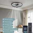 EDISHINE Ceiling Fans with Lights and Remote, 20'' Low Profile Ceiling Fan, 3000-6000K Dimmable, 6 Speeds LED Modern Flush Mount Fan Light, DC Motor, APP Control, Black Fandelier for Bedroom, Kitchen