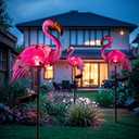 Solar Lights Outdoor,Flamingo Gifts for Women,Pink Flamingos for Yard Art Decor,Solar Metal Flamingo Lights Outdoor,Solar Powered Statues for Garden Yard Lawn Patio