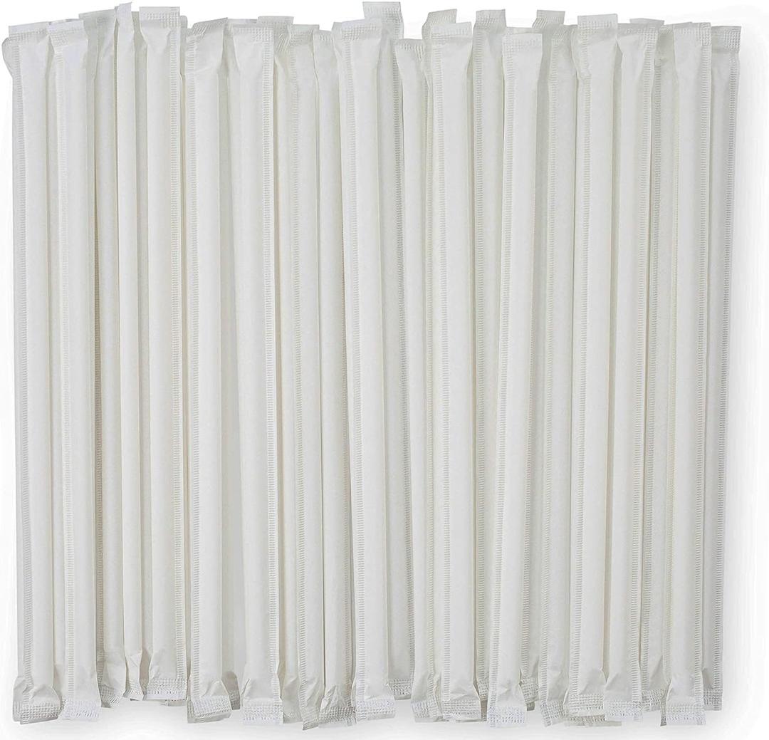 Premium Straws Paper-Wrapped, Translucent Plastic Straws Giant Size 10.25 inch long 7.2mm diameter (1200)
