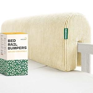 AEOCOO Bed Rail for Toddlers, Bed Bumpers for Toddlers, Tool-Free Install for Bunk Bed Accessories Protector with Washable Cover, 35.4IN