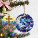 7 x Christmas Ornament, Christmas Decoration, Ceramic-Style Night Sky Ornament, Heirloom Keepsakes, Holiday Ornaments, Holiday Presents, Unique Xmas Gifts, Gift Exchange Ornaments, Gift Idea (Moon and Star)