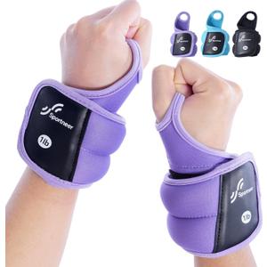Sportneer Wrist Weights with Thumb Loops Lock for Men Women, 2 LBS /4 LBS Pair Arm Hand Weights for Running Walking Jogging Physical Therapy Gym Strength Training Cardio Exercise, Increase Wrist & Hand Resistance (Purple)