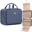 NISHEL Travel Toiletry Bag for Women, Makeup Essentials Organizer, Hanging Case for Accessories, Cosmetics, Large Size, Aegean-Blue