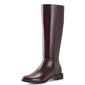 Shoe'N Tale Women's Knee High Boots Chunky Low Heel Pointed Toe Winter Shoes with Side Zipper (7.5)