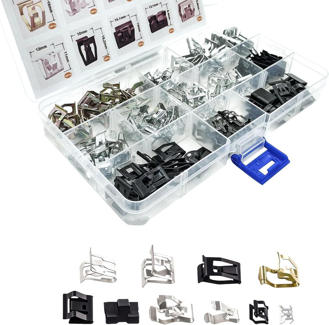100PCS Metal Decorative Plate Spring Clip, U Clips, Used to Fix Automotive Body Panels Or Decorative Strips