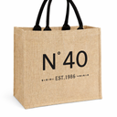 40th Birthday Gifts for Women Jute Tote Bag, Vintage N°40 Burlap Handbag, Unique 40 Years Old Gifts for Mom Wife Friends Sister Her
