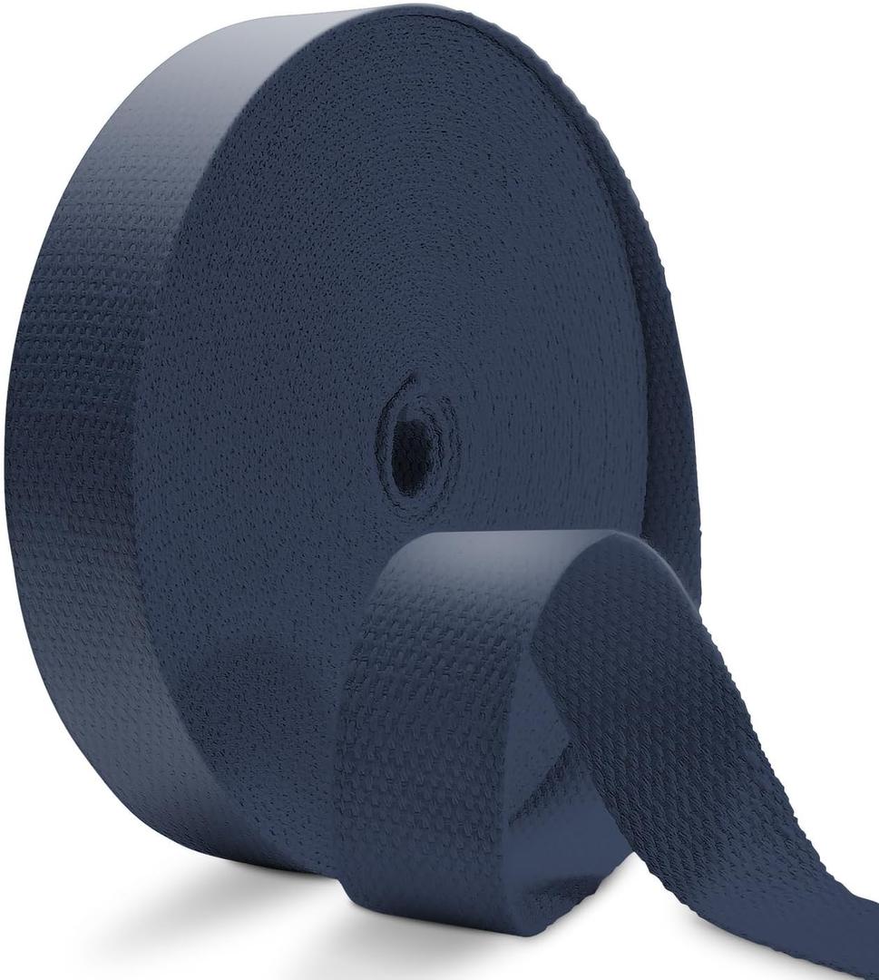 Cotton Webbing 1 Inch 12 Yards DarkBlue Cotton Webbing Straps for Bags Handles, 1 Inch Weave Webbing for Cloth Tote Bag Straps Making,Cloth Belt, DIY Crafts Decoration