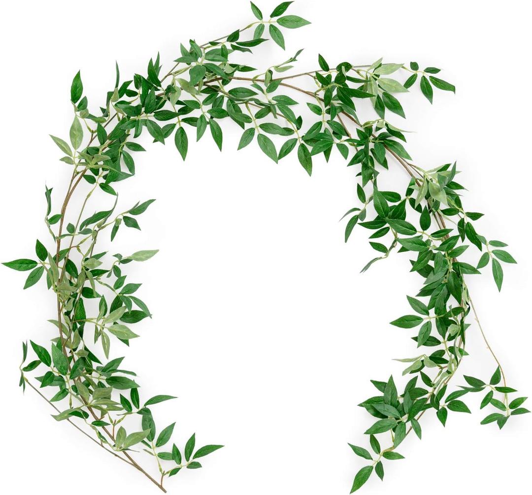 Ling's Moment 5.8ft Rosa Banksiae Artificial Garland, Real Touch Silk Laurel Leaf Vine for Wedding Arch, Table Centerpiece & Event Decor, Faux Greenery Filler for Elegant Arrangements