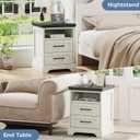 DUMOS Farmhouse Nightstand with Charging Station & USB Ports, 2-Drawer