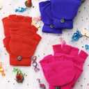 Boao 6 Pairs Kids Winter Convertible Fingerless Gloves Knitted Mitten Warm Gloves with Cover for Kids and Teens (4-11 Years)