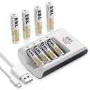 EBL AAA Rechargeable Batteries 1100 mAh (3 Packs) with Smart C807 Battery Charger and Micro USB Charging Cable, Energizer Batterie, 1 Pack 