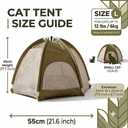 Cat Tent Bed, Foldable Breathable Pet Camping Tent for Cats & Small Dogs, Semi-Enclosed Outdoor Indoor Cat Bed with Cooling Mat, Pop Up Portable Travel Cat House (Green)