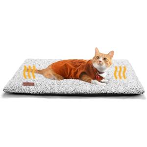 Self Warming Cat Bed Self Heating Cat Dog Mat 29.1 x 18.9 inch Extra Warm Thermal Pet Pad for Indoor Outdoor Pets with Removable Cover Non-Slip Bottom Washable (A-Light Gray)