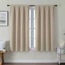 Gwine Blackout Curtains for Bedroom 54 Inches Long - Thermal Insulated Noise Reducing Window Curtain Panels, Room Darkening Curtain Drapes for Living Room, 2 Panels, Each W40 x L54, Biscotti Beige
