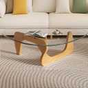 Modern Glass Coffee Table, Mid Century Small Coffee Table, Coffee Table for Living Room,Suitable for Bedroom Living Room Reception Office Tables (Wood/Transparent, Small), Size: Small 32.2 * 22.4 * 16in