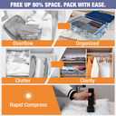 Travel Vacuum Storage Bags with Rechargeable USB Air Pump, Space Saver Vacuum Seal Bags for Luggage, Sealer Compression for Clothes, Comforters, Blankets, Bedding, 10 Combo, 10 Combo with Electric Pump