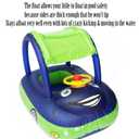 Baby Pool Float with Canopy Summer Steering Wheel Sunshade Swim Ring Car Inflatable Toys Infants Float Seat Boat for Kids Toddlers