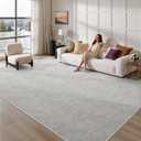 8x10 Area Rugs for Living Room, Soft High-Low Pile Large Washable Rug, Grey