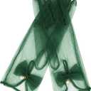 QRBTSCL Women's Bow Tea Party Gloves Sheer Gloves Elegant Mesh Short Glove Wedding Bridesmaids Prom Evening Opera Glove (Dark Green)