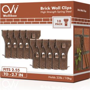 XL Brick Wall Clips, Brick Hooks Brick Hangers for Hanging Outdoors No Drill, Fit 2.55 to 2.7 inch Wall Brick, 10 Pack