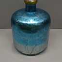 Deco 79 Glass Handmade Decorative Vase Centerpiece Vase with Gold Rim, Flower Vase for Home Decoration 10" x 10" x 12", Blue