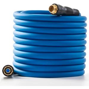 5/8" Hot/Cold Water Hose 100 ft, -50℉ To 190℉ Heavy Duty,Flexible,Burst 600 Psi 3/4" Brass Fittings with Swivel Grip Handle for Outdoor,Yard, Farm, Blue
