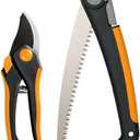 Fiskars Folding Saw and Pruner Set, Garden Clippers, Gardening Scissors with Sharp, Rust Resistant Steel Blade with Folding Pruner Saw with Power Tooth Saw Blade